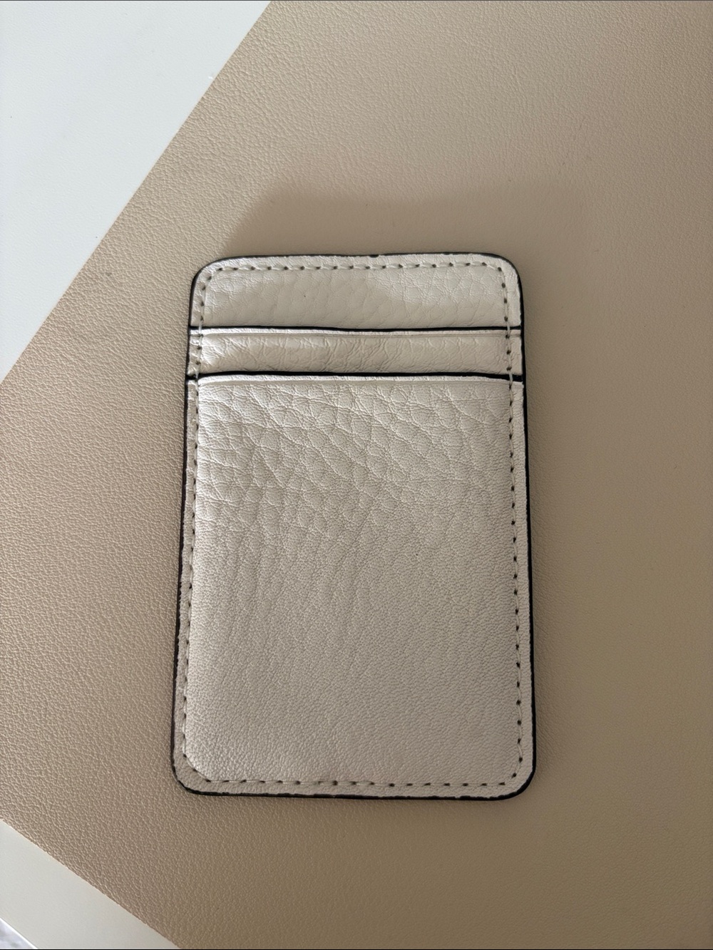Slim Leather Phone Card Holder - Cream